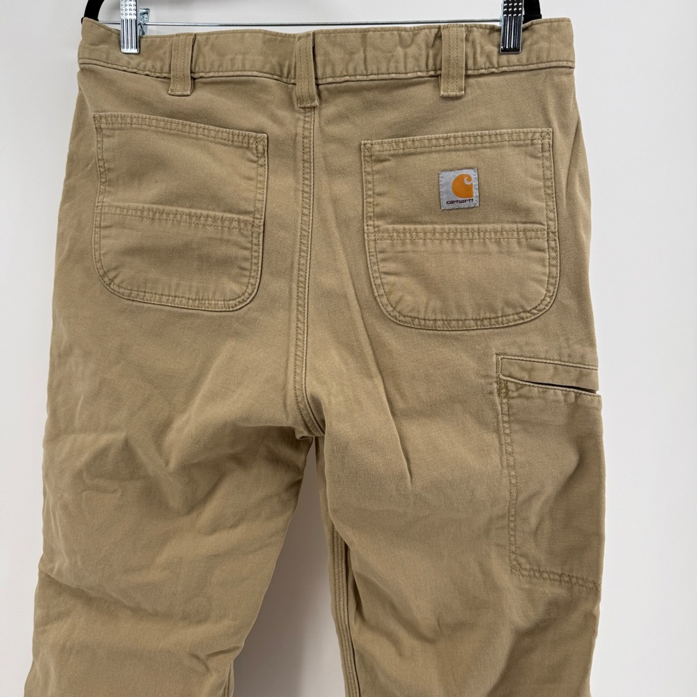 Carhartt Rugged Flex Relaxed Fit Knit Lined Canvas Utility Work Pants Tan 35x34 - Picture 7 of 11